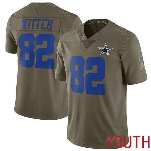 Youth Dallas Cowboys Limited Olive Jason Witten 82 2017 Salute to Service NFL Jersey